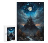 Puzzles for Adults 300 PCS Puzzles Fantasy Castle Under Moonlight Puzzles for Adults Toy Wall Decor Difficult Hard Help The Brain Exercise 300 PCS