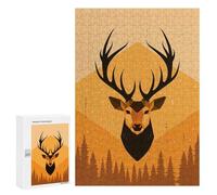 Puzzles for Adults 300 PCS Puzzles Geometric Deer Vector Portrait with Forest Design Puzzles for Adults Toy Wall Decor Difficult Hard Help The Brain Exercise 300 PCS