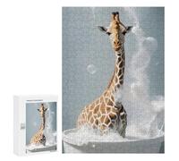 Puzzles for Adults 300 PCS Puzzles Giraffe Bathroom Animal Puzzles for Adults Family Game Presents for Women for Birthday, Chrismas 300 PCS