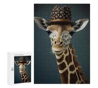 Puzzles for Adults 300 PCS Puzzles Giraffe Funny Animal Hat Puzzles for Adults Toy Wall Decor Difficult Hard Help The Brain Exercise 300 PCS