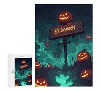 Puzzles for Adults 300 PCS Puzzles Halloween Pumpkin Patch Sign Puzzles for Adults Toy Wall Decor Difficult Hard Help The Brain Exercise 300 PCS