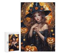 Puzzles for Adults 300 PCS Puzzles Halloween Witch Art Print Puzzles for Adults Brain Teaser Game Perfect Decoration Deal As Gifts for The Whole Family 300 PCS