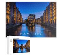 Puzzles for Adults 300 PCS Puzzles Hamburg's Historic Waterfront at Twilight Jigsaws for Adults Family Games But Fun And Humorous for Birthday, Chrismas 300 PCS