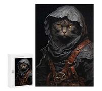 Puzzles for Adults 300 PCS Puzzles Hooded Cat Warrior Portrait Puzzles for Adults Brain Teaser Game Perfect Decoration Deal As Gifts for The Whole Family 300 PCS