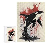 Puzzles for Adults 300 PCS Puzzles Killer Whale Ink Painting Puzzles for Adults Toy Wall Decor Difficult Hard Help The Brain Exercise 300 PCS