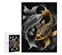 Puzzles for Adults 300 PCS Puzzles Koi Fish Silver Gold Puzzles for Adults Brain Teaser Game Perfect Decoration Deal As Gifts for The Whole Family 300 PCS