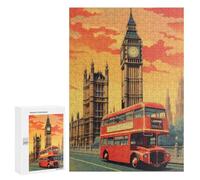 Puzzles for Adults 300 PCS Puzzles London's Iconic Red Bus And Big Ben Jigsaws for Adults Family Games But Fun And Humorous for Birthday, Chrismas 300 PCS