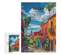 Puzzles for Adults 300 PCS Puzzles Mexico City Street Scene Puzzles for Adults Toy Wall Decor Difficult Hard Help The Brain Exercise 300 PCS