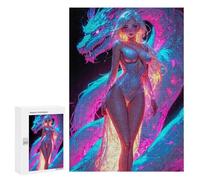 Puzzles for Adults 300 PCS Puzzles Neon Dragon Woman Puzzles for Adults Brain Teaser Game Perfect Decoration Deal As Gifts for The Whole Family 300 PCS