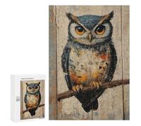 Puzzles for Adults 300 PCS Puzzles Owl Painting on Wood Panel Simple Bird Wall Art Puzzles for Adults Toy Wall Decor Difficult Hard Help The Brain Exercise 300 PCS