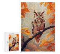 Puzzles for Adults 300 PCS Puzzles Owl Perched on Branch in Autumn Puzzles for Adults Brain Teaser Game Perfect Decoration Deal As Gifts for The Whole Family 300 PCS