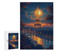 Puzzles for Adults 300 PCS Puzzles Paris Eiffel Tower Night Lights Adult Jigsaw Puzzles Family Activities Difficult And Challenge for Is Ideal As A Gift 300 PCS