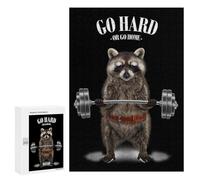 Puzzles for Adults 300 PCS Puzzles Raccoon Weightlifting Adult Jigsaw Anti-Stress Toys Analysis And Logic Unique Birthday And Gifts 300 PCS