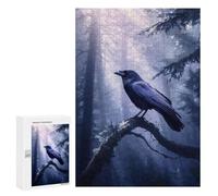 Puzzles for Adults 300 PCS Puzzles Raven Crow in Misty Forest Puzzles for Adults Family Game Presents for Women for Birthday, Chrismas 300 PCS
