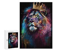 Puzzles for Adults 300 PCS Puzzles Royal Lion Art Print Adult Jigsaw Puzzles Family Activities Difficult And Challenge for Is Ideal As A Gift 300 PCS