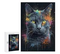 Puzzles for Adults 300 PCS Puzzles Russian Blue Cat Painting Puzzles for Adults Family Game Presents for Women for Birthday, Chrismas 300 PCS