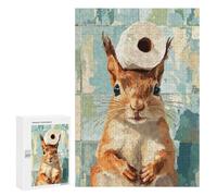Puzzles for Adults 300 PCS Puzzles Squirrel with Toilet Paper Hat Puzzles for Adults Toy Wall Decor Difficult Hard Help The Brain Exercise 300 PCS