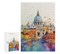 Puzzles for Adults 300 PCS Puzzles St. Peter's Basilica Watercolor Adult Jigsaw Puzzles Family Activities Difficult And Challenge for Is Ideal As A Gift 300 PCS