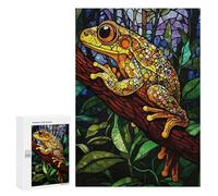 Puzzles for Adults 300 PCS Puzzles Stained Glass Frog Jigsaws for Adults Family Games Difficult Hard Deal As Gifts for The Whole Family 300 PCS
