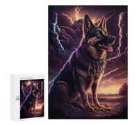 Puzzles for Adults 300 PCS Puzzles Thunderstorm German Shepherd Art Print -1 Puzzles for Adults Brain Teaser Game Perfect Decoration Deal As Gifts for The Whole Family 300 PCS