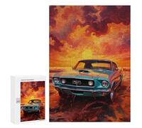 Puzzles for Adults 300 PCS Puzzles Vintage Muscle Car Sunset Puzzles for Adults Brain Teaser Game Perfect Decoration Deal As Gifts for The Whole Family 300 PCS