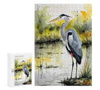 Puzzles for Adults 300 PCS Puzzles Watercolor Grey Heron Puzzles for Adults Toy Wall Decor Difficult Hard Help The Brain Exercise 300 PCS