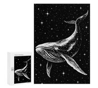 Puzzles for Adults 300 PCS Puzzles Whale in Space Black And White Puzzles for Adults Toy Wall Decor Difficult Hard Help The Brain Exercise 300 PCS