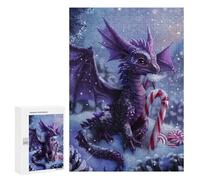 Puzzles for Adults 300 PCS Puzzles Winter Dragon with Candy Cane Puzzles for Adults Toy Wall Decor Difficult Hard Help The Brain Exercise 300 PCS