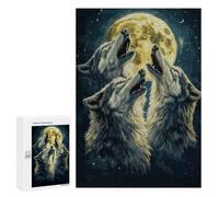 Puzzles for Adults 300 PCS Puzzles Wolf Howl Under Full Moon Puzzles for Adults Brain Teaser Game Perfect Decoration Deal As Gifts for The Whole Family 300 PCS