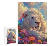 Puzzles for Adults 300 PCS Rainbow Lion in Flowers Puzzle For Teenagers Improve Memory Challenging To Complete Challenging Family Fun Game 300 PCS