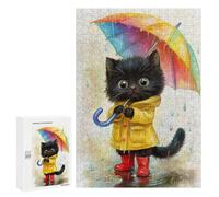 Puzzles for Adults 300 PCS Rainy Day Kitten-5 Puzzles for Teenagers Staycation Kill Time Help The Brain Exercise Unique Birthday And Xmas Gifts 300 PCS
