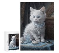 Puzzles for Adults 300 PCS Regal White Cat Portrait Puzzles for Adults Family Games Stress Reliever Unique Birthday And Xmas Gifts 300 PCS