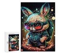 Puzzles for Adults 300 PCS Retro Bunny with Sunglasses Puzzles for Adults Hands-on Game But Fun And Humorous Christmas Birthday Gifts 300 PCS