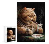 Puzzles for Adults 300 PCS Royal Cat Smoking Cigar Puzzle For Teenagers Improve Memory Challenging To Complete Challenging Family Fun Game 300 PCS