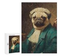 Puzzles for Adults 300 PCS Royal Pug Portrait Art Print -2 Jigsaws for Adults Puzzle Difficult Challenge Help The Brain Exercise Unique Challenge Game 300 PCS