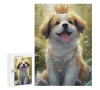 Puzzles for Adults 300 PCS Royal Pup with Crown Puzzle For Teenagers Improve Memory Challenging To Complete Challenging Family Fun Game 300 PCS