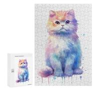 Puzzles for Adults 300 PCS Scottish Fold Cat Painting Jigsaw for Adults Relaxing Games Presents for Women Challenging Game Gifts 300 PCS