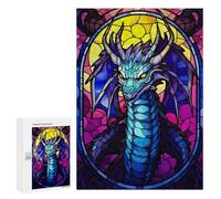 Puzzles for Adults 300 PCS Skeleton Dragon Stained Gl Jigsaws for Adults Relaxing Games Enhance Memory Unique Birthday And Xmas Gifts 300 PCS