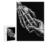 Puzzles for Adults 300 PCS Skeleton Hand Touching Human Hand Jigsaws for Adults Relaxing Games Enhance Memory Unique Birthday And Xmas Gifts 300 PCS