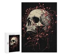 Puzzles for Adults 300 PCS Skull with Cherry Blossoms Jigsaw for Adults Relaxing Games Analysis And Logic Unique Birthday And Xmas Gifts 300 PCS