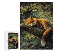 Puzzles for Adults 300 PCS Sleeping Fox on A Tree Branch Jigsaw for Teenagerss Pattern Assembly Parent-child Interaction Beautiful Design Game 300 PCS