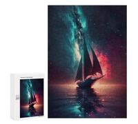 Puzzles for Adults 300 PCS Space Sailing Boat Galaxy Jigsaw for Adults Relaxing Games Analysis And Logic Unique Birthday And Xmas Gifts 300 PCS
