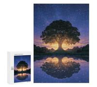 Puzzles for Adults 300 PCS Starry Night Reflections Nature's Serenity Puzzle For Teenagers Improve Memory Challenging To Complete Challenging Family Fun Game 300 PCS