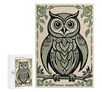 Puzzles for Adults 300 PCS Stylized Owl Illustration with Floral Frame Jigsaw Puzzles for Teenagerss Stress Reliever Educational Challenge Christmas Birthday Gifts 300 PCS