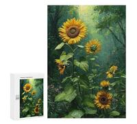Puzzles for Adults 300 PCS Sunflower Garden Painting Jigsaws for Adults Puzzle Difficult Challenge Help The Brain Exercise Unique Challenge Game 300 PCS
