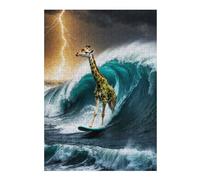 Puzzles for Adults 300 PCS Surfing Giraffe in A Storm Jigsaws for Adults Hands-on Game Precision Cutting Fun at Home Activities, 300 PCS