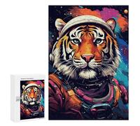 Puzzles for Adults 300 PCS Tiger Astronaut Space Suit-2 Puzzle For Teenagers Improve Memory Challenging To Complete Challenging Family Fun Game 300 PCS