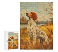 Puzzles for Adults 300 PCS Vintage English Setter Oil Jigsaw for Adults Relaxing Games Analysis And Logic Unique Birthday And Xmas Gifts 300 PCS