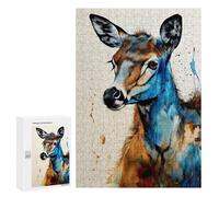 Puzzles for Adults 300 PCS Watercolor Deer Portrait Jigsaws for Adults Relaxing Games Enhance Memory Unique Birthday And Xmas Gifts 300 PCS