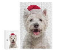 Puzzles for Adults 300 PCS Westie Dog with Santa Hat Jigsaw for Adults Relaxing Games Analysis And Logic Unique Birthday And Xmas Gifts 300 PCS